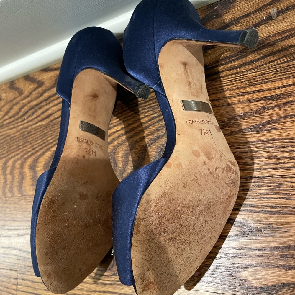 Badgley Mischka Blue Crystal Embellished Heels - Picture 4 of 5